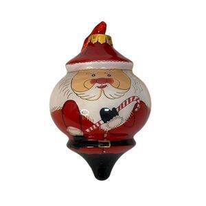 LI BIEN INSIDE OUT REVERSE PAINTED GLASS SANTA CHRISTMAS ORNAMENT